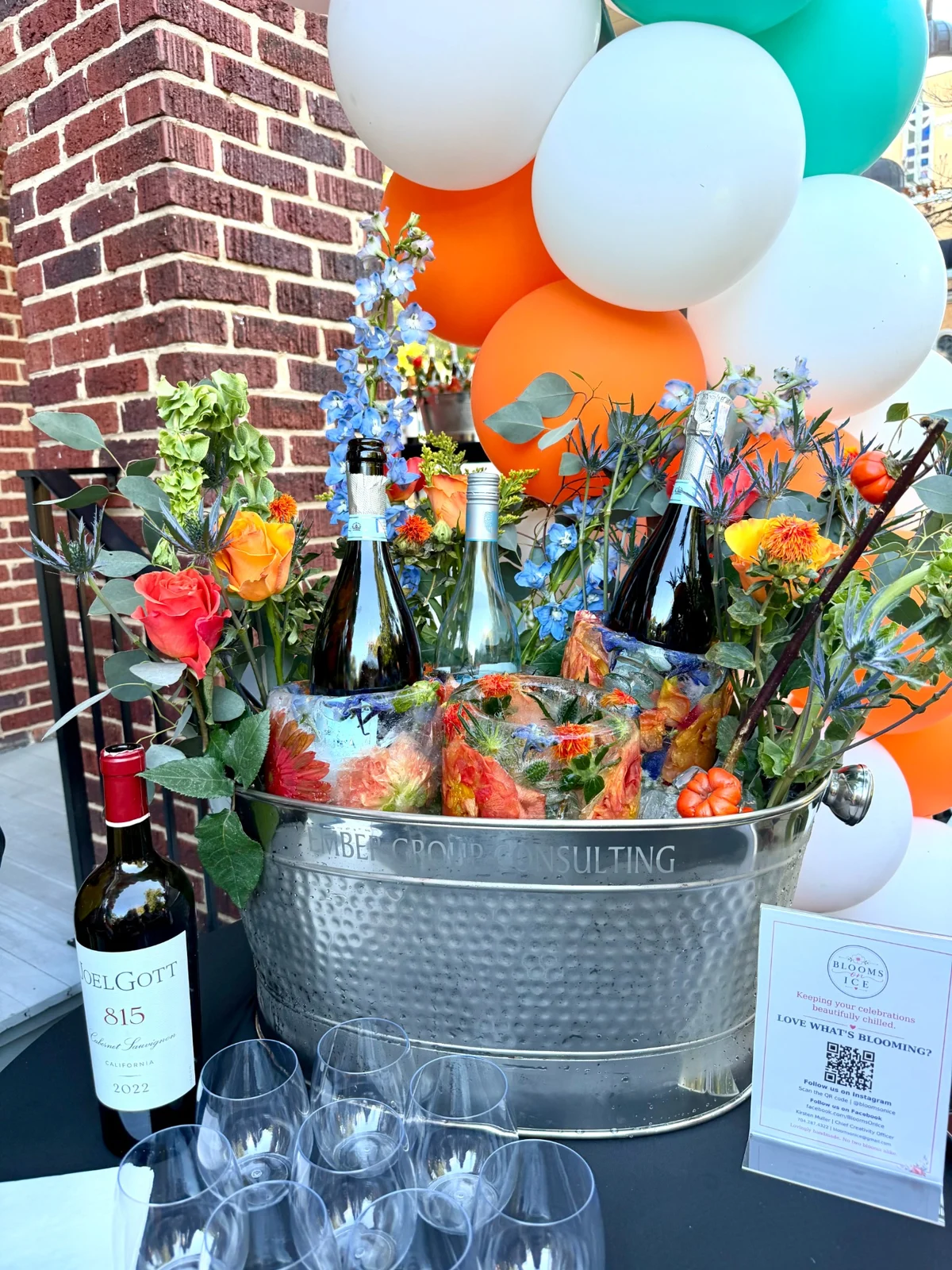 Blooms on Ice displays at an Ember Group company celebration